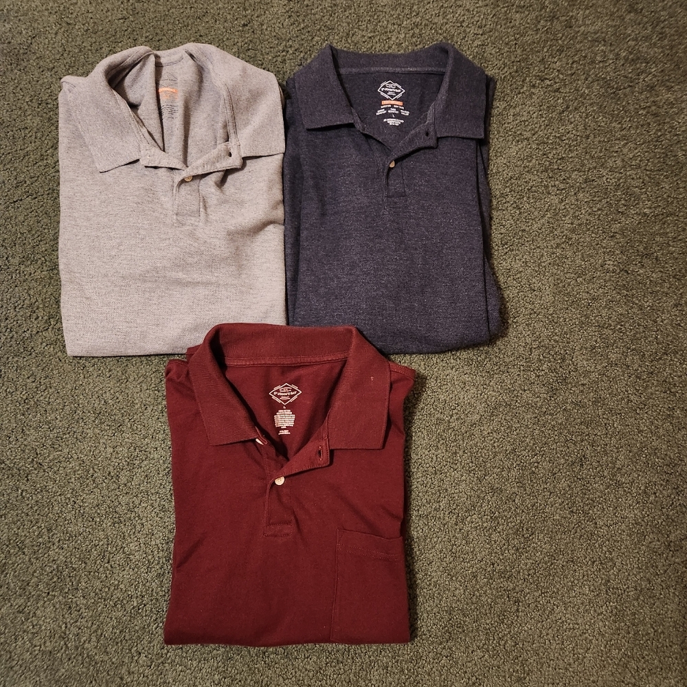 Lot Of 3 St. John's Bay Men's Short Sleeve Polo Shirts Size L Golf Office Attire